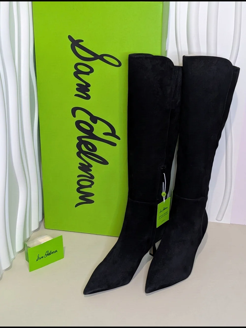 NWT Sam Edelman Taylin Black Suede Knee High Boots Size 8M